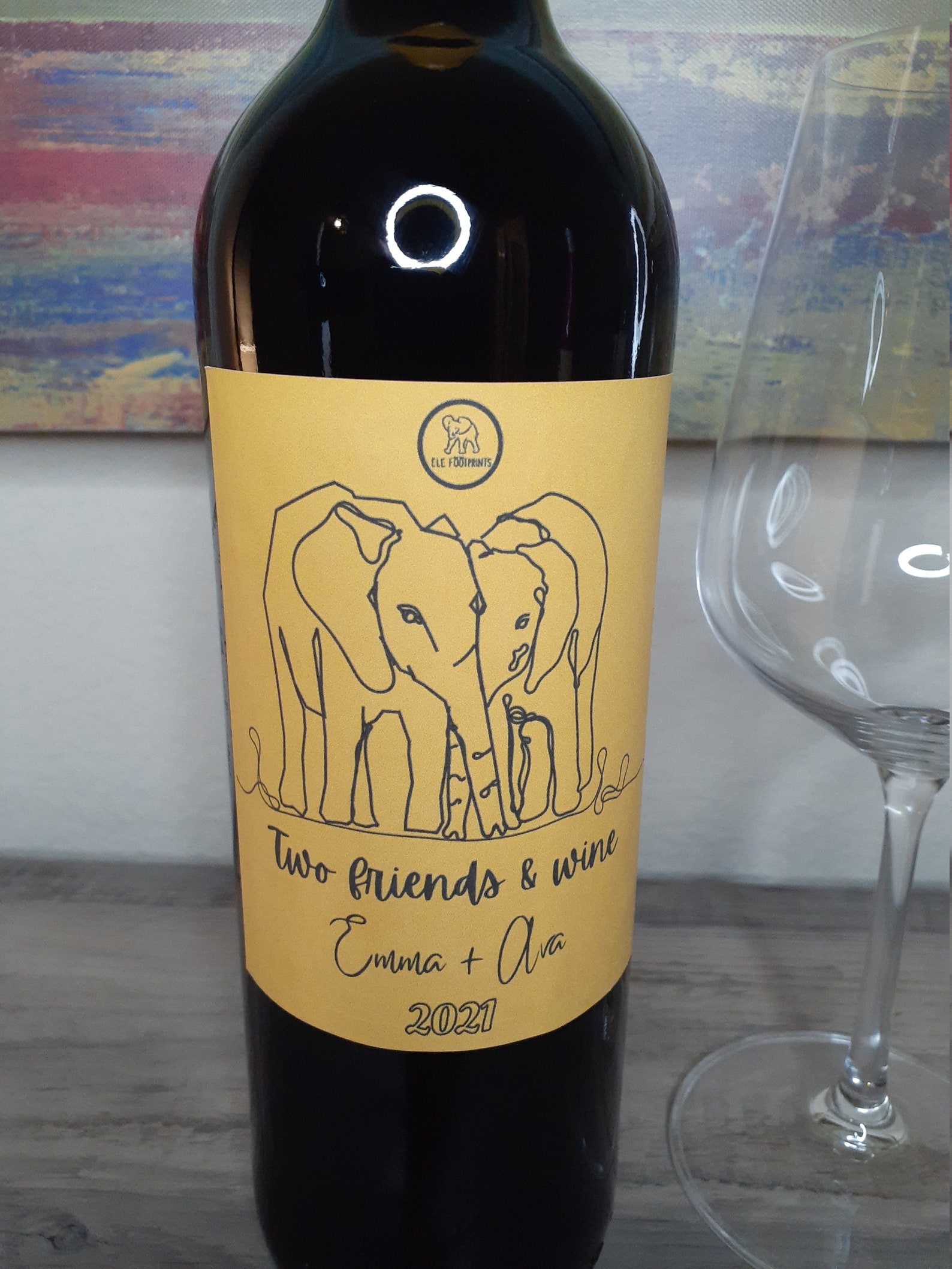DIGITAL Cute Elephant Wine Label Customizable Wine Label Etsy UK