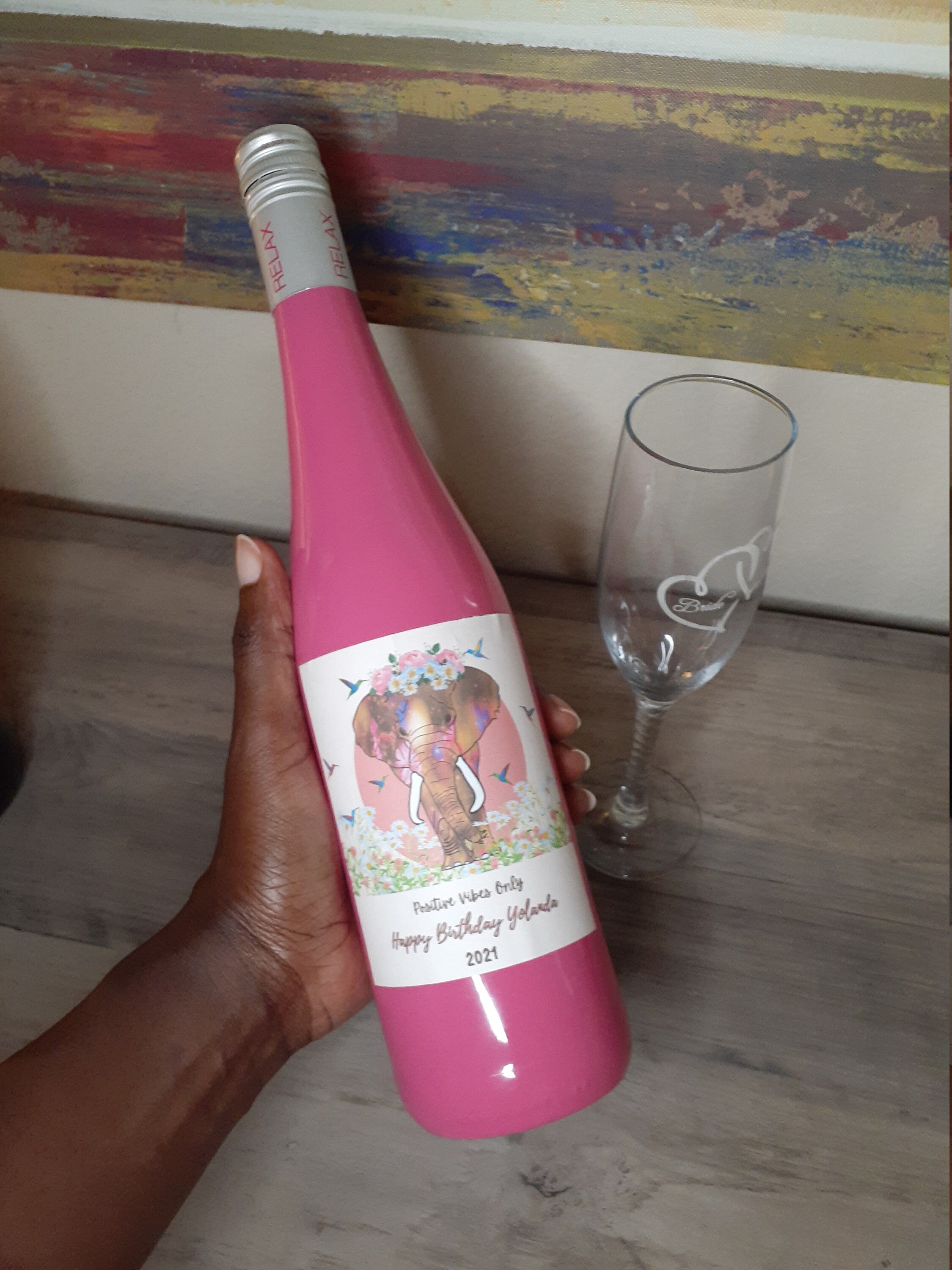 Elephant wine label Customizable wine label personal wine Etsy