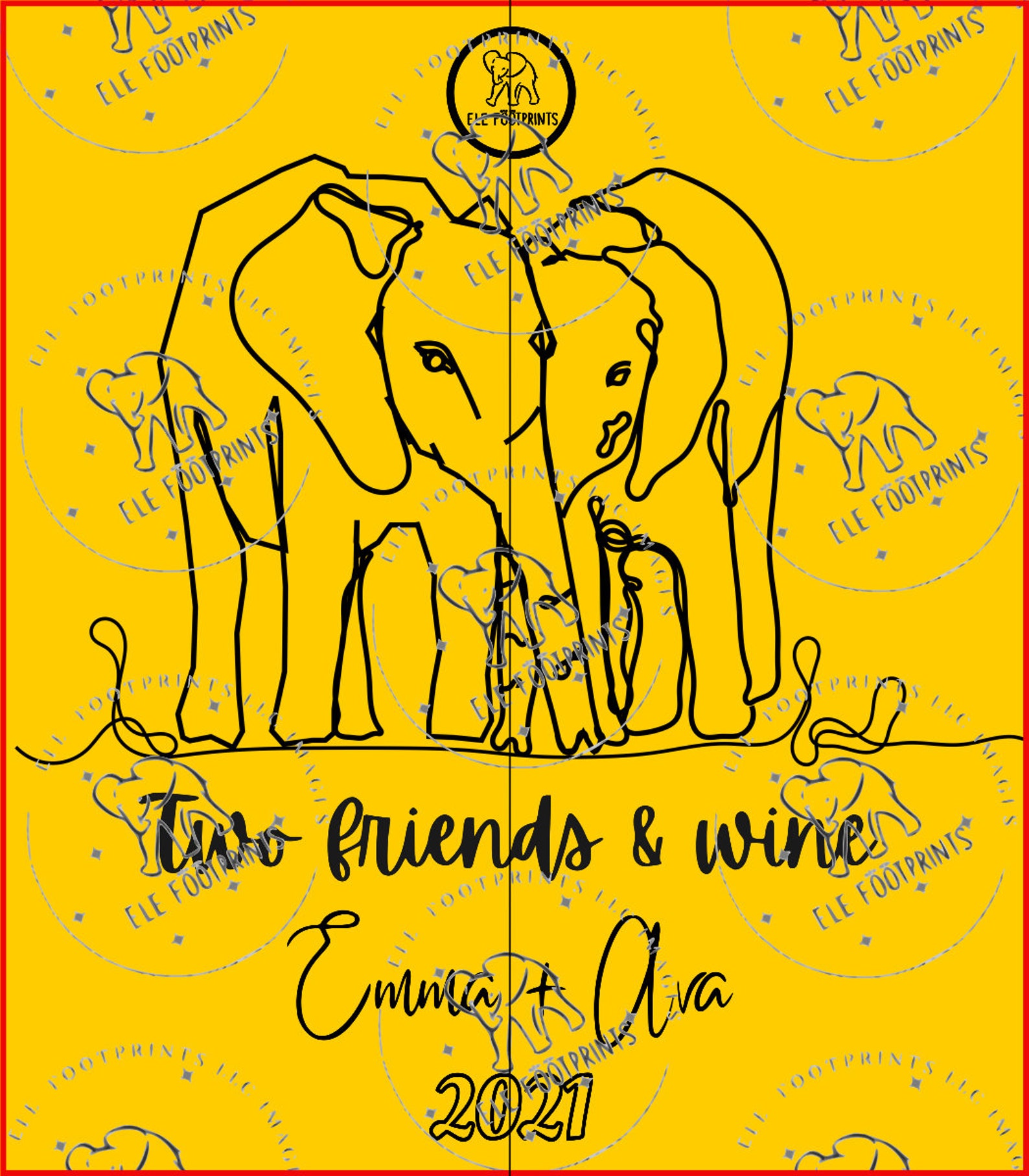 DIGITAL Cute Elephant Wine Label Customizable Wine Label Etsy UK