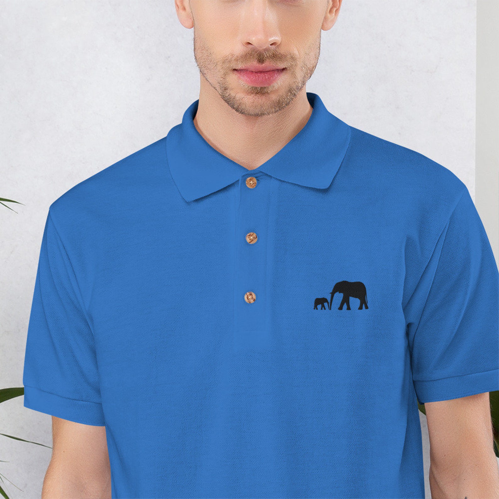 Embroidered Elephant Polo Shirt - Etsy