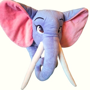18” Elephant Plush Toy – Safari Nursery Decor | Soft Stuffed Elephant for Toddlers | Lila Grey Elephant with Tusks | Baby Shower Gift