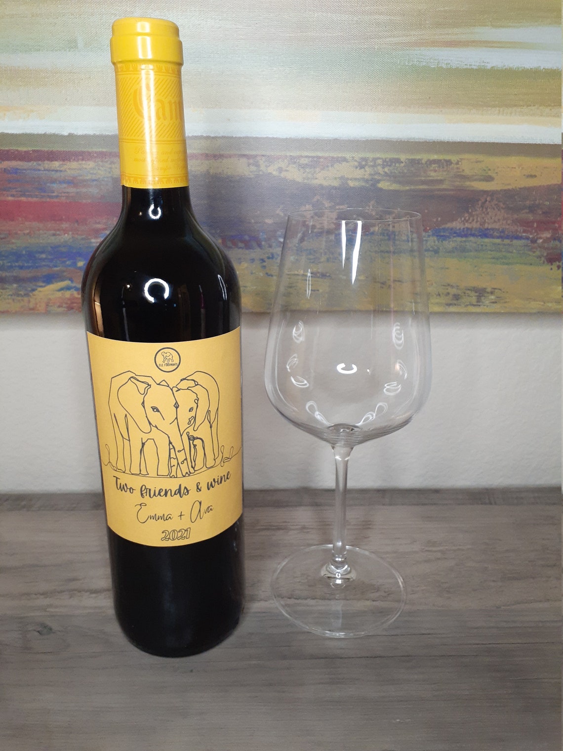 DIGITAL Cute Elephant Wine Label Customizable Wine Label Etsy UK
