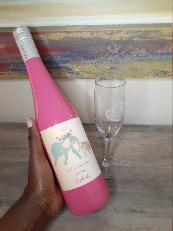 Elephant wine label Customizable wine label personal wine Etsy