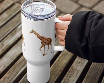 キリンタンブラー | 40オンス ステンレススチール、野生動物愛好家へのギフト