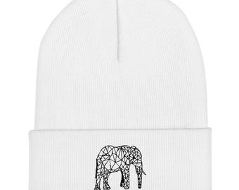 Geometric Elephant Beanie | Minimalist Unisex Winter Hat