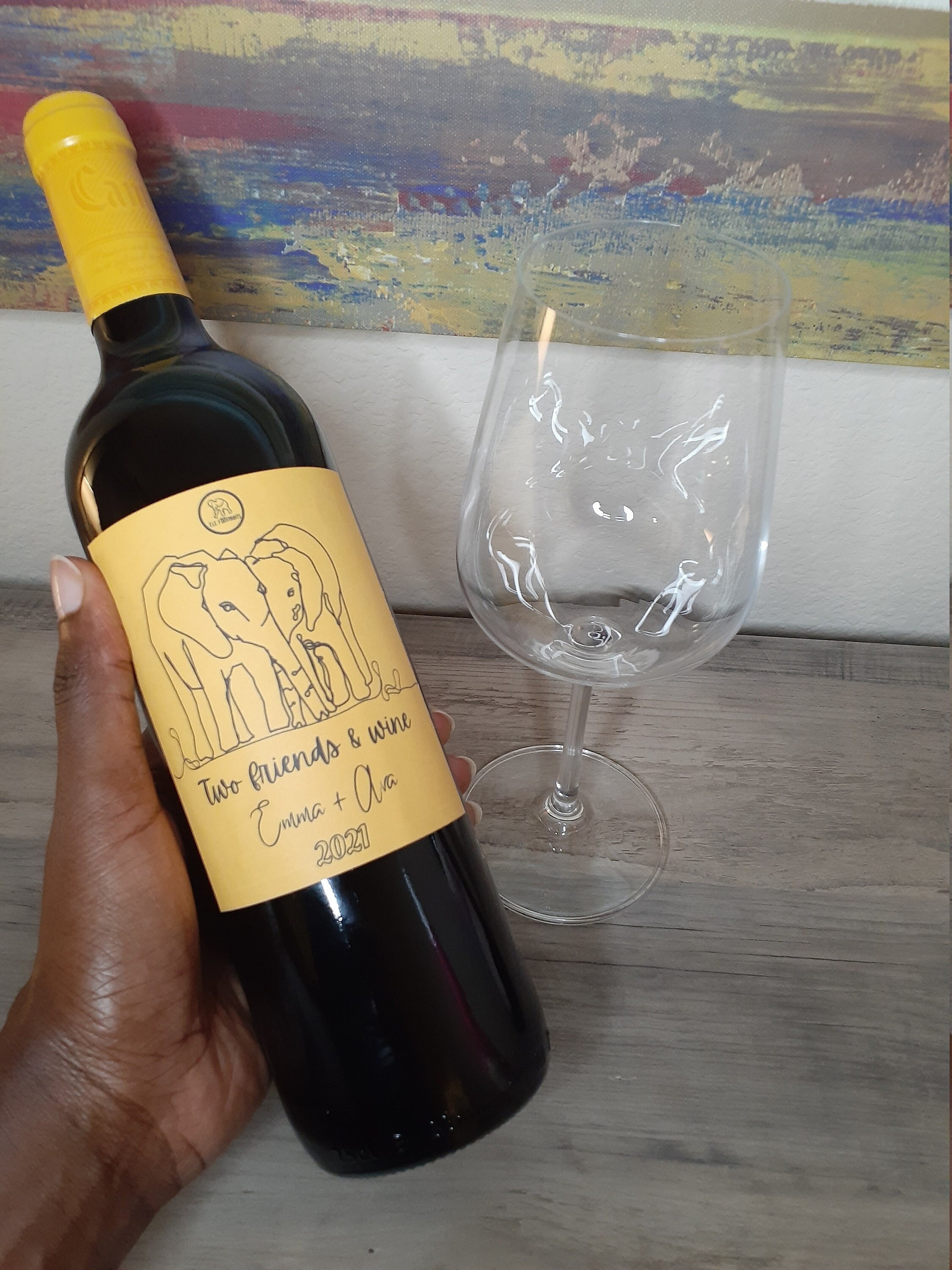 DIGITAL Cute Elephant Wine Label Customizable Wine Label Etsy UK