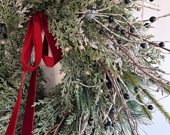 Berry wreath, holiday wreath, Christmas wreath, front door wreath