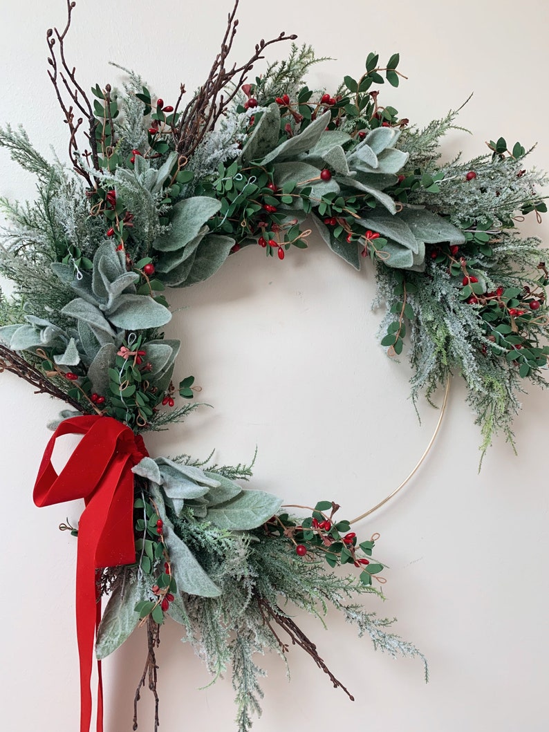 Holiday wreath, Christmas wreath, hoop wreath, berry wreath image 7