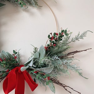 Holiday wreath, Christmas wreath, hoop wreath, berry wreath image 6