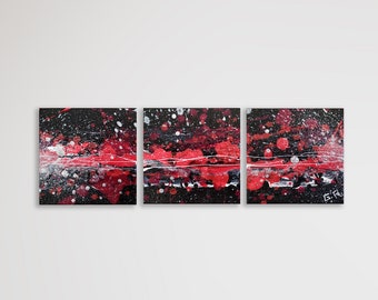 Small triptych painting 10.5", Abstract Art, wall art, acrylic painting on canvas, original painting by hand