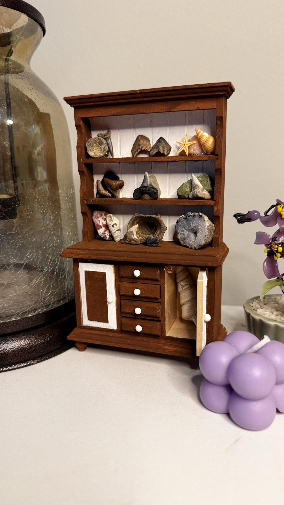 Miniature Fossil and Gem Shelf Miniature Shelf Rock Shelf Craft Display ...