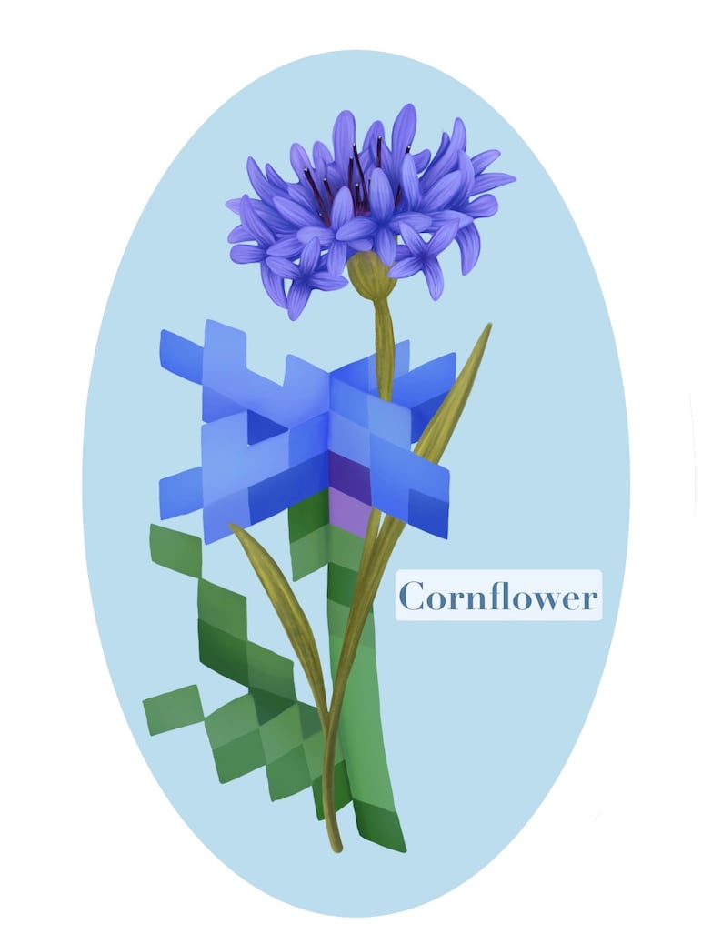 4piece Minecraft Flower Stickers Etsy