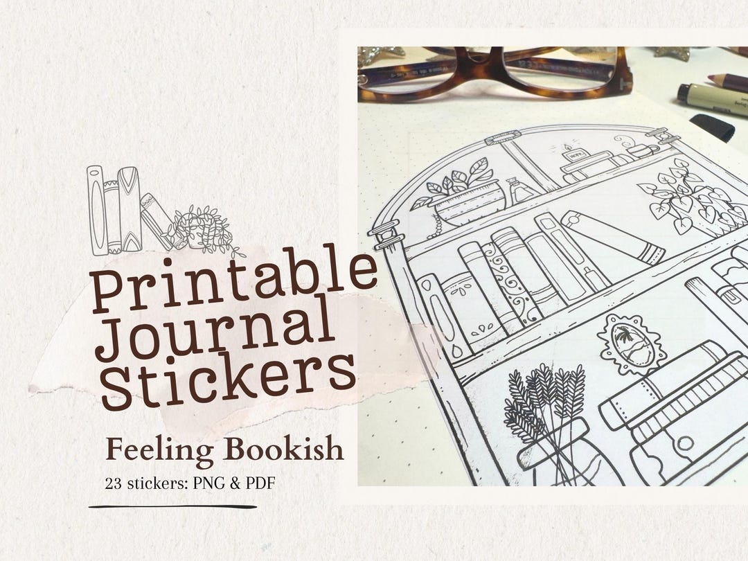 Feeling Bookish Printable Journal Stickers, Book Lover Stickers ...