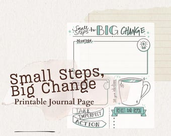 Start Small Goal Page, Printable Journal Page for Getting Unstuck, Simple Goal Planner, Instant Download