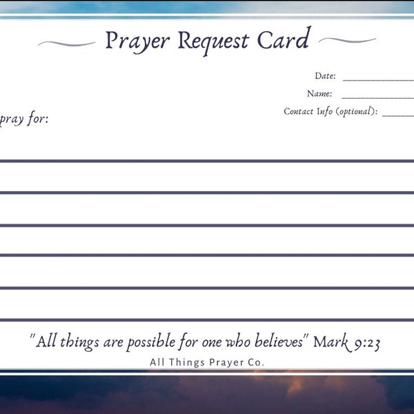 Packaged Color Prayer Request Cards