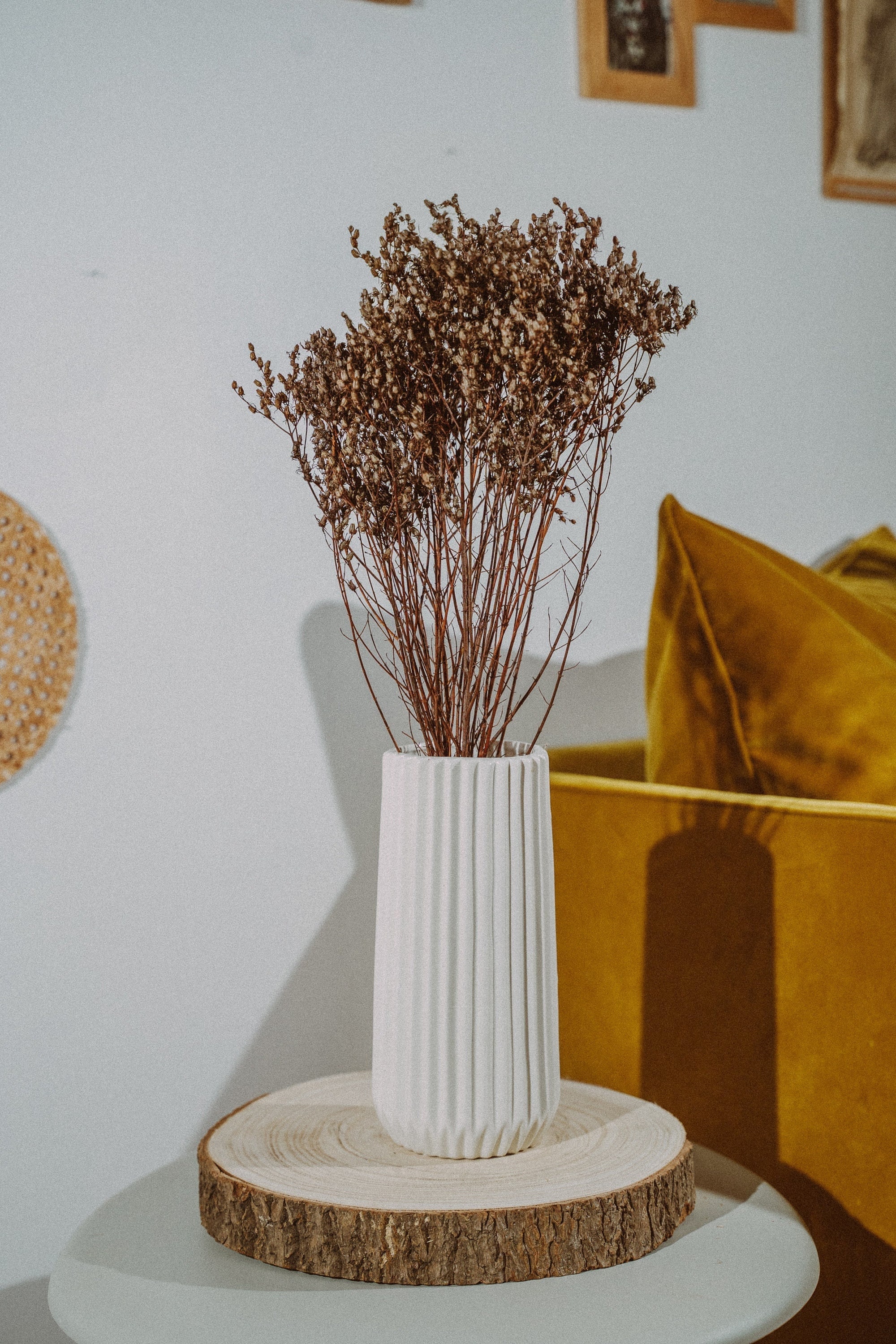 Fleurs Séchées de Millepertuis, Marron Naturel, Doré, Argenté