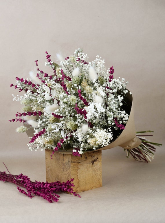 Bouquet de fleurs séchées champêtre avec de la lavande rose - Etsy France