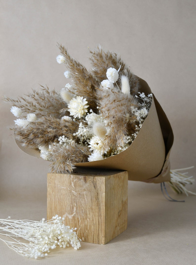 Bouquet pampa beige et blanc pour une décoration naturelle 1 bouquet s