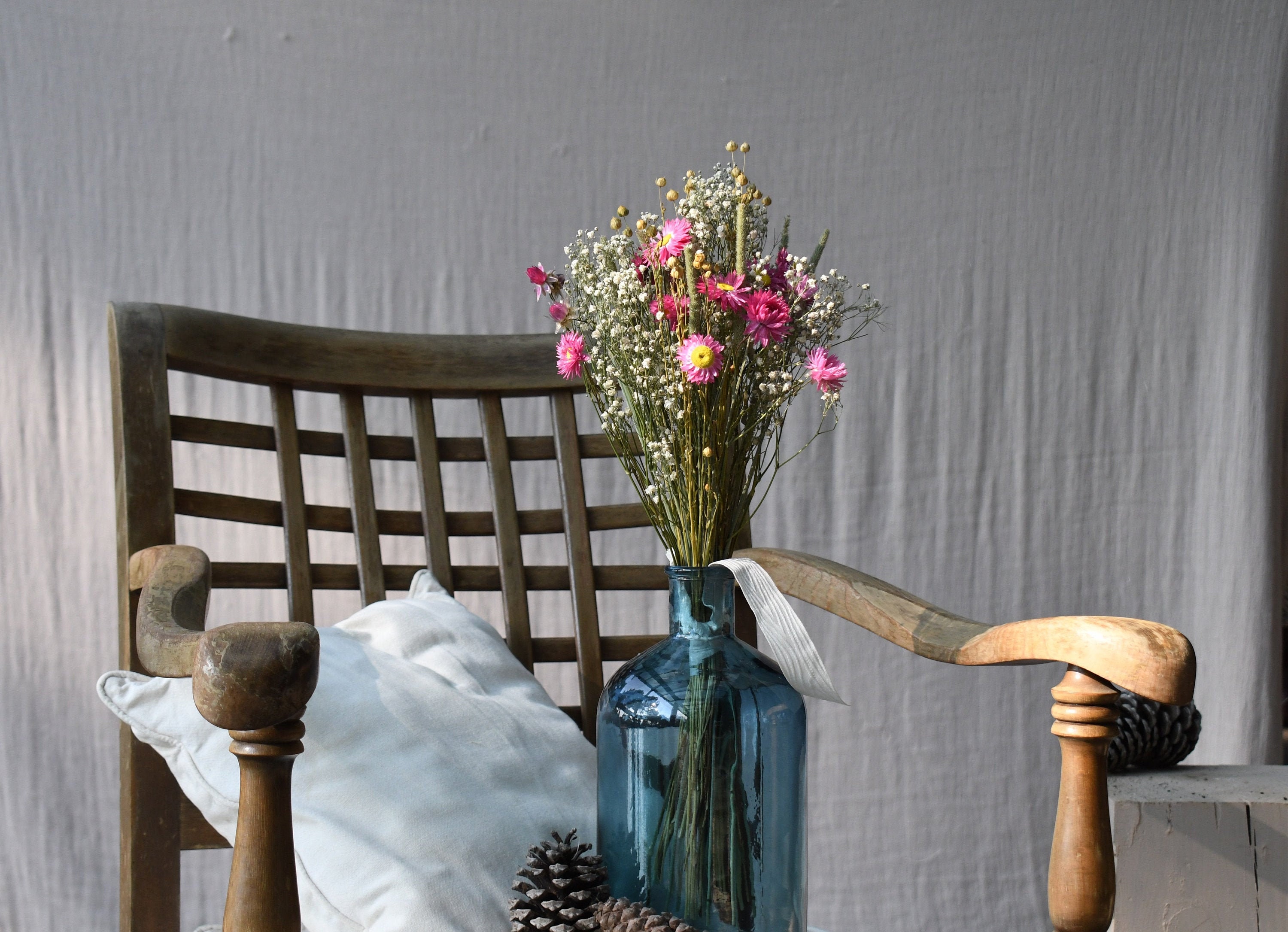 Bouquet Champêtre Rose et Vert