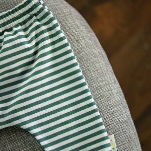 Green Stripe Baby Leggings, Harem Pants, Unisex Kids Clothing, Handmade UK image 3