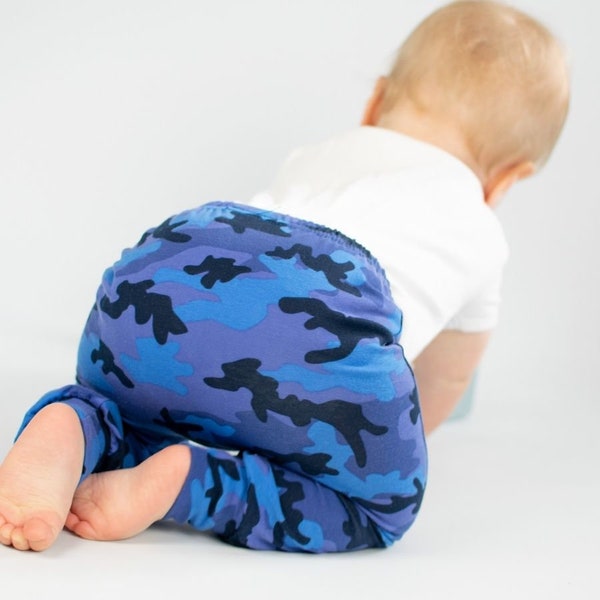 Blue Camo Kids Leggings, Harem Baby Camouflage Pants, Unisex Kids Clothing, Toddler Leggings, Boy & Girl Leggings, Baby Gifts