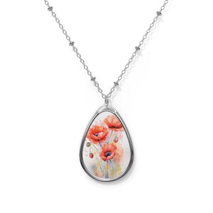 Flower Necklace with Poppy Flowers Necklace for Women August Birth Month Gift for Birthday Mother&#39;s Day Christmas Bridesmaids