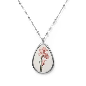 Flower Necklace for Birthday in August Birth Month Flower Gladiolus Necklace for Birthday Mother&#39;s Day Christmas Bridesmaids Gift for Sister