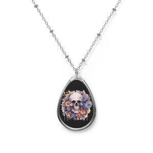 Skull Necklace with Skull and Flowers Necklace Gothic Gift for Birthday Christmas