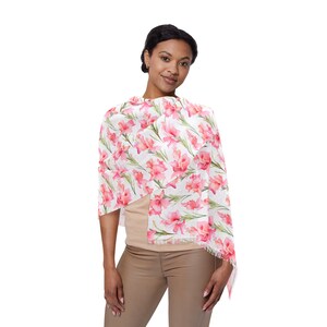Light Scarf with Flower Scarf Fashion Scarf All Seasons Gift for August Birthday Scarf for Women
