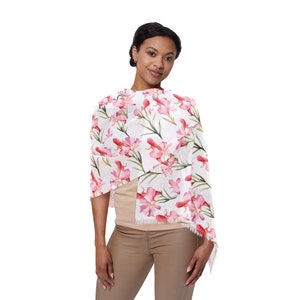 Leichter Schal für Frauen Schal mit Blumenmuster mit August Geburt Blumenschal Geburtstagsgeschenk Muttertagsgeschenk Weihnachtsgeschenk Langer Schal