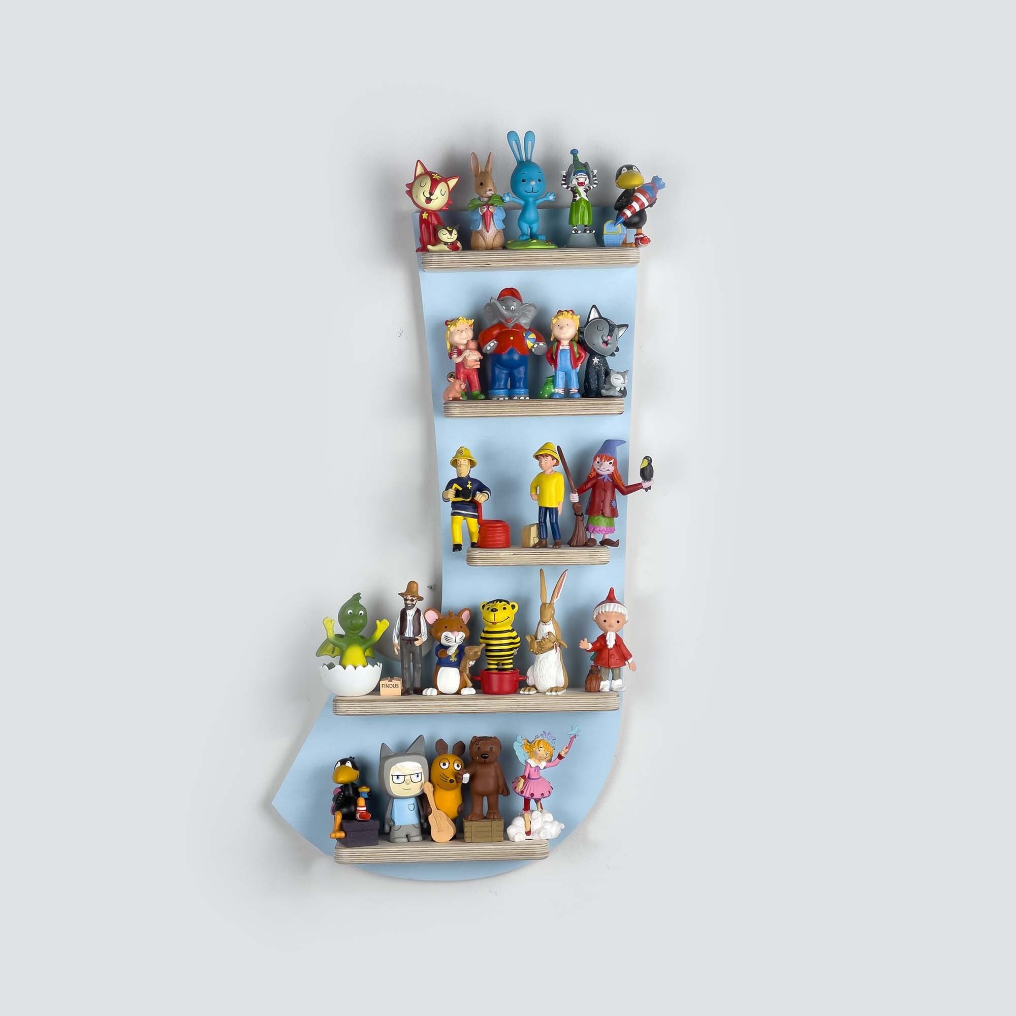 Décoration Chambre Personnalisée GRAVURZEILE Étagère Murale Toniebox Personnalisable - Avec Nom, Pour Ranger Boîte à Musique Et 24 Figurines, Bleu Rangement Figurines Tonies