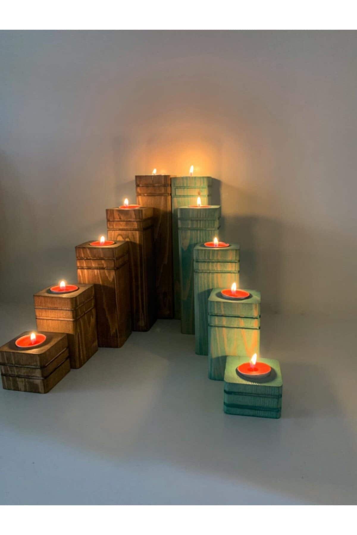 Natural Wooden Candle Holder Luxury Decorative 10 Lu Set Etsy