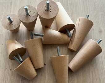 Mid Century Beech Wood Furniture Legs - set of 4 - Ikea Furniture Leg