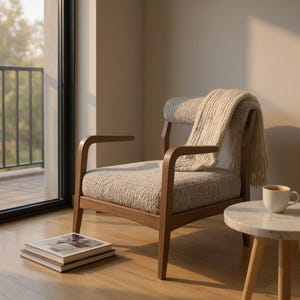 Modern Armchair with Floating Armrests – Scandinavian Accent Chair | FERN