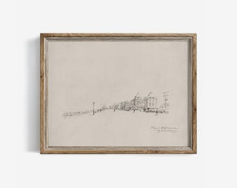 Paris France Sketch Print: Vintage Wall Art Minimalist City French Decor (Downloadable) | 200