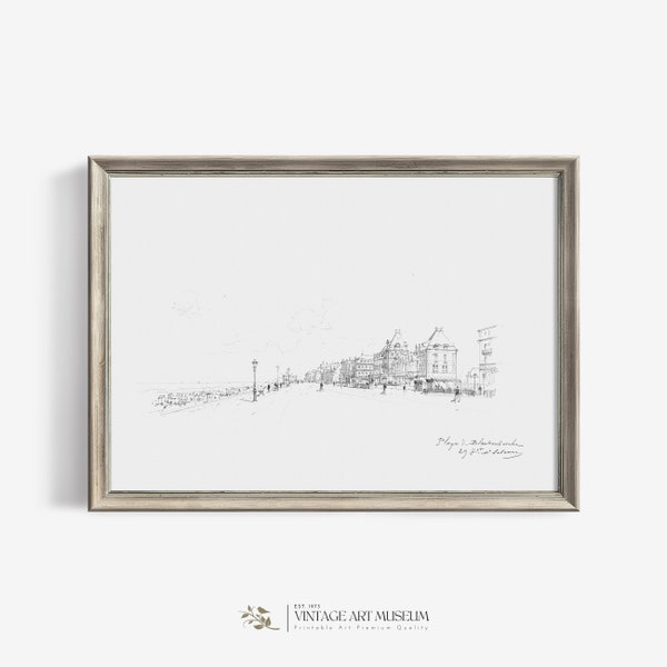 Paris Print France Etching Sketch Vintage Wall Art | Minimalist City Drawing | Printable French Decor Downloadable | 200