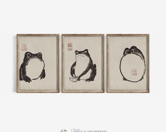 Japandi Frog Prints Set: Vintage Japanese Art, Matsumoto Shoji (Digital Downloadable) | 187