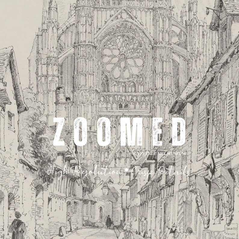 French Cathedral Sketch Print: Vintage Gothic Architecture (Digital Download) | 174 image 4