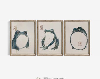 Japandi Frog Print Set: Vintage Japanese Wall Art (Digital Download) | 122