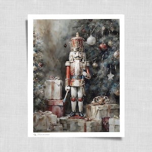 Vintage Nutcracker Printable Wall Art - Christmas Home Decor, Watercolor Painting Artwork | Digital Seasonal Nursey Download Print | 378