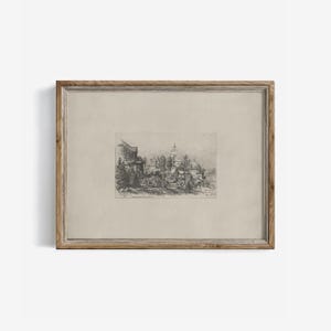 Vintage Paris Print: Antique Palace Cityscape Sketch (Digital Download) | 141 image 1