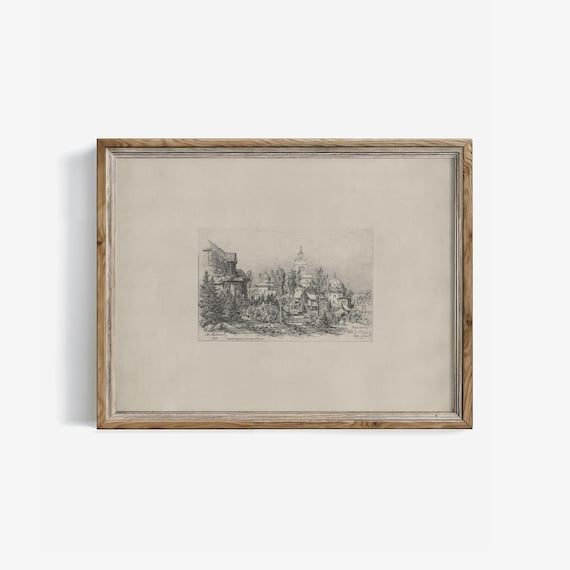 Vintage Paris Print: Antique Palace Cityscape Sketch (Digital Download) | 141