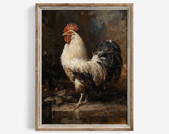 Vintage Rooster Print: Farmhouse Cottagecore Wall Art Decor (Digital Download) | 683