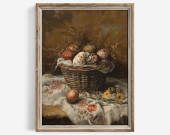 Vintage Easter Egg Still Life Print: Rustic Cottagecore Decor (Digital Downloadable) | 658