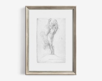 Vintage Wall Art Printable Women Figure Sketch Print - Antique Minimalist Feminine Artwork Neutral Bedroom Decor Digital Download | 425