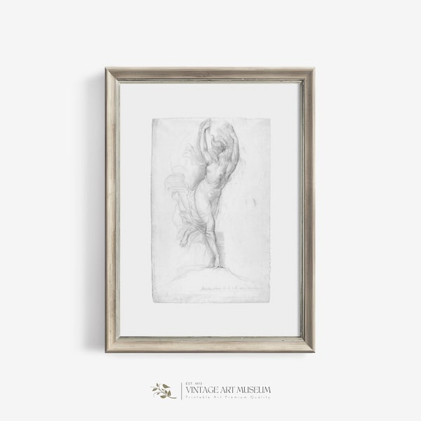 Vintage Wall Art Printable Women Figure Sketch Print - Antique Minimalist Feminine Artwork Neutral Bedroom Decor Digital Download | 425