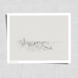 Bordeaux Cityscape Sketch | Minimalist Vintage French Country Farmhouse Wall Art Print | Digital Downloadable | 213