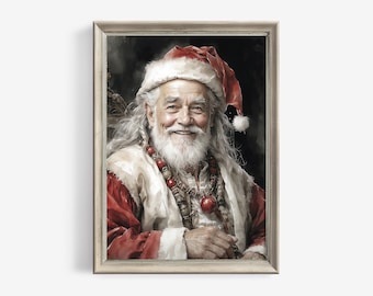 Weihnachtsmann Porträt Vintage Weihnachten Wand Kunst Druckbare Weihnachten Santa Dekor Rustikal Winter Weihnachtskunst Saisonaler Urlaub | 338