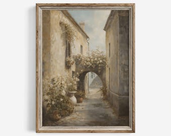 Amalfi Italy Street Nostalgic Print: Warm Country Architecture Cottagecore Art (Digital) | 654