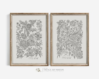Vintage Textile Etching Art Prints: Ornate Cottagecore Decor (Digital Download) | 201